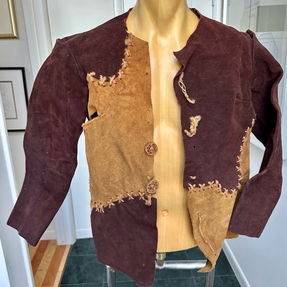 VINTAGE 1960s HANDMADE SUEDE LEATHER PATCHWORK JACKET HIPPIE WOODSTOCK S REPAIR